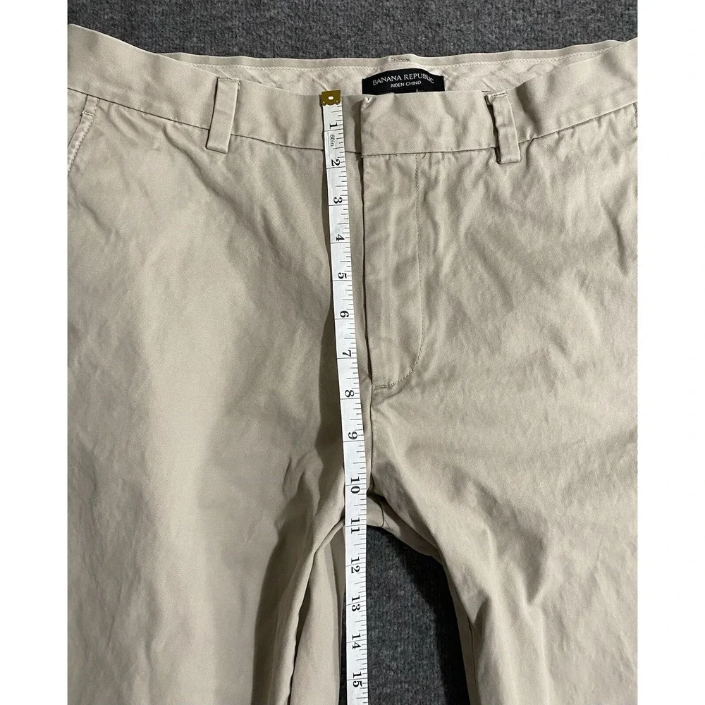 Banana Republic Aiden Chino Mens Pants Beige Casual 33x34 Straight Leg